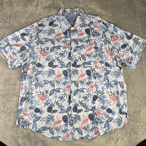 Izod Saltwater Shirt Mens 2XL Floral Pineapple Flamingo Button Up Casual Summer‎